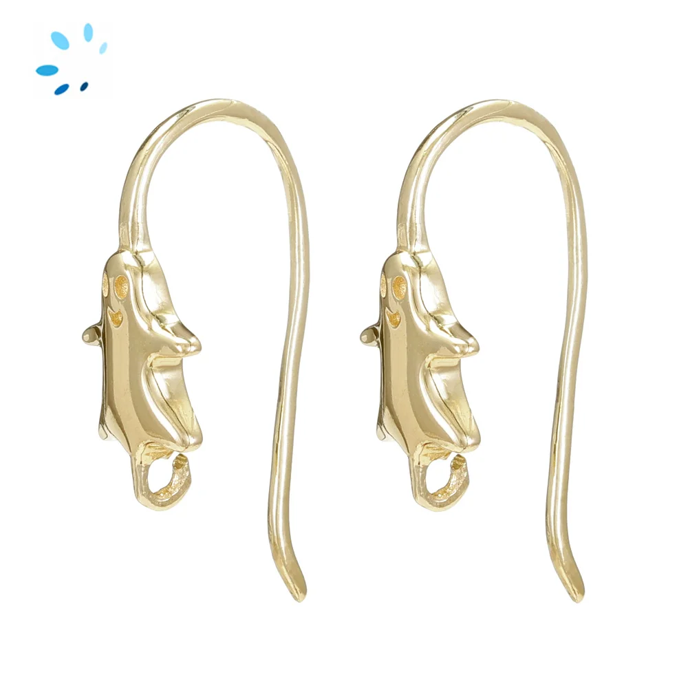 Sterling Silver 18k Gold Plated Cute Halloween Ghost French Hook Ear Wire with Charm Loop - 1 Pair