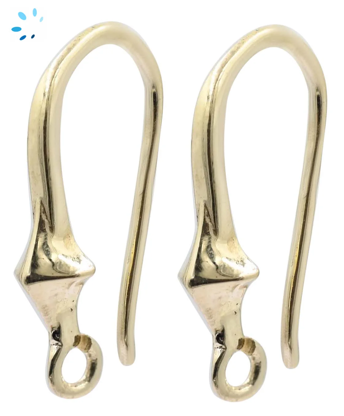 Sterling Silver 18k Gold Plated Diamond Shape French Hook Ear Wire with Charm Loop - 1 Pair