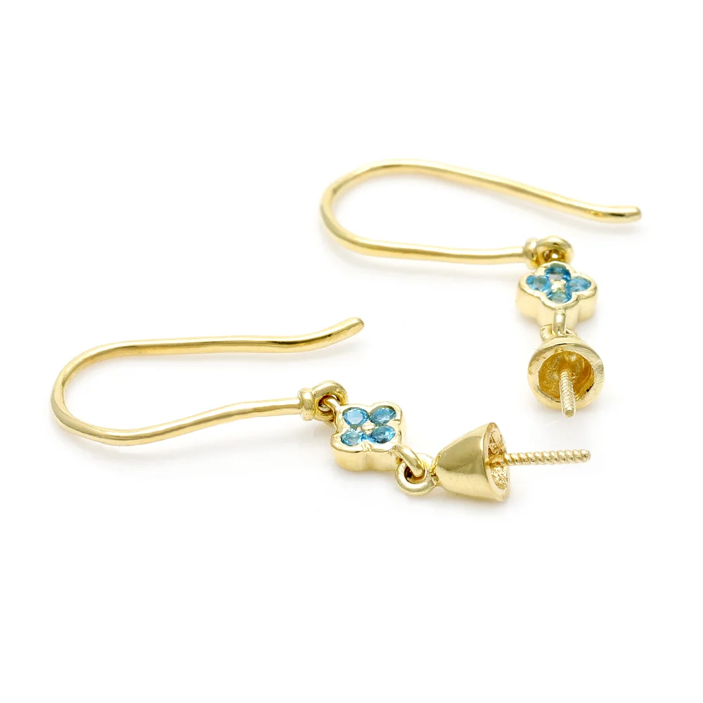 Sterling Silver 18k Gold Plated French Hook Ear Wire with Blue Topaz ...