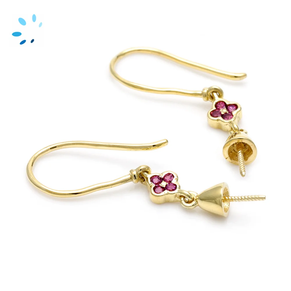 Sterling Silver 18k Gold Plated French Hook Ear Wire with Rhodolite ...