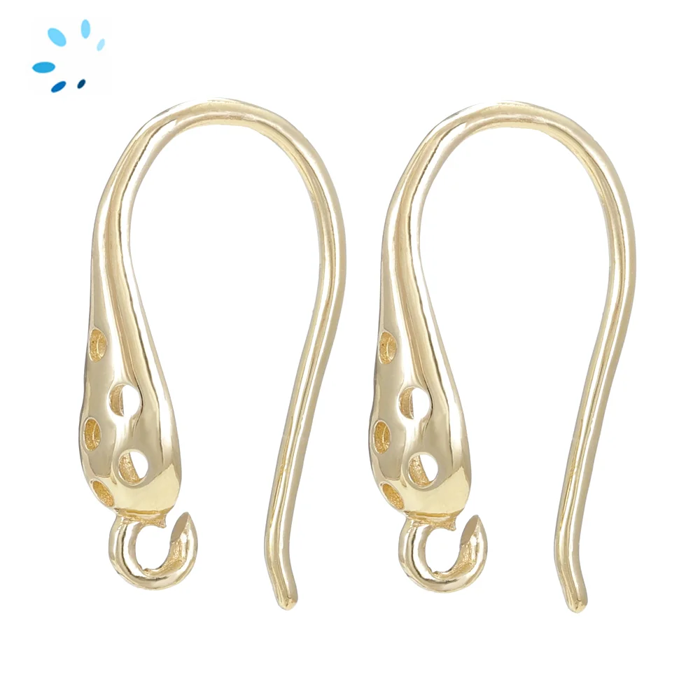 Sterling Silver 18k Gold Plated Openwork French Hook Ear Wire with Charm Loop - 1 Pair