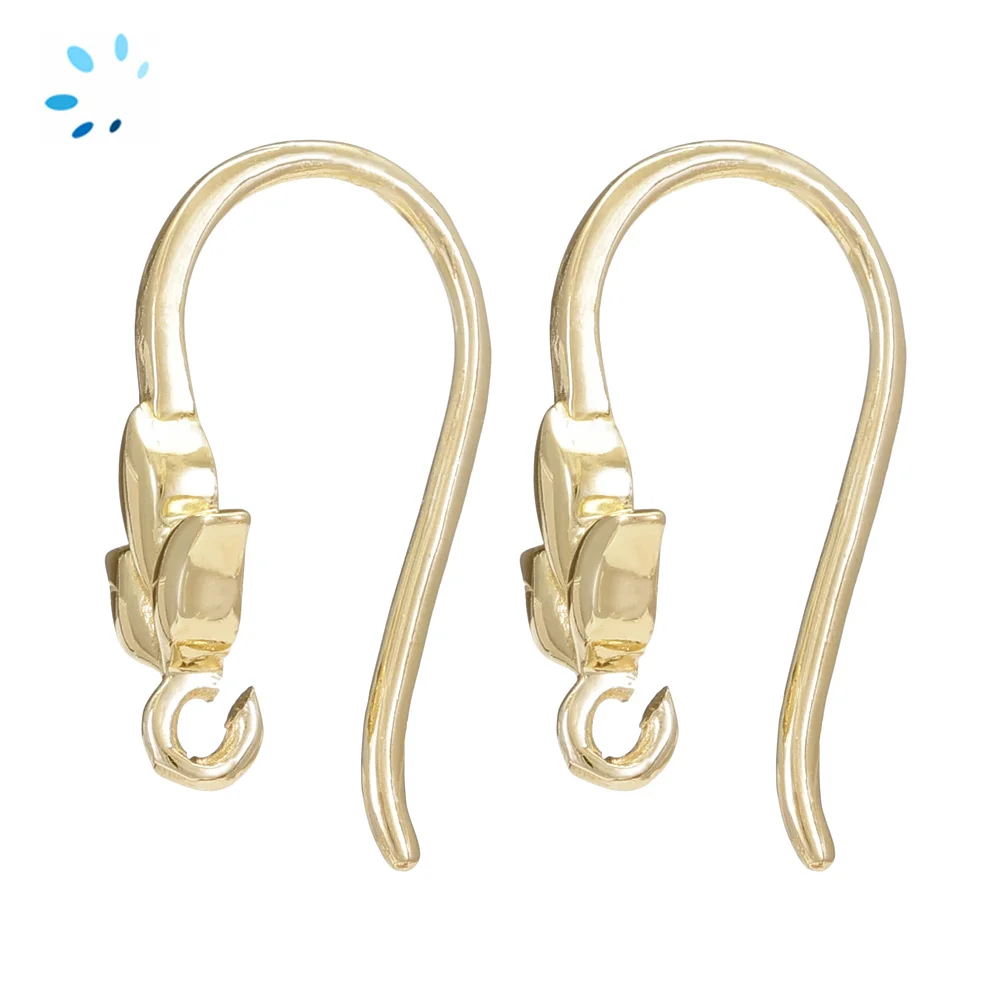 Sterling Silver 18k Gold Plated Tulip French Hook Ear Wire with Charm Loop - 1 Pair