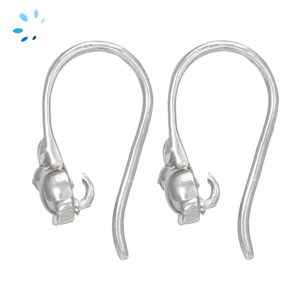 Sterling Silver Platinium Plated Bunny Rabbit French Hook Ear Wire with Charm Loop - 1 Pair