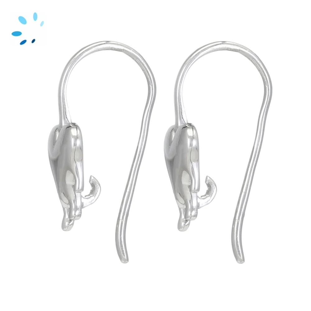 Sterling Silver Platinum Plated Melting Heart French Hook Ear Wire with Charm Loop - 1 Pair