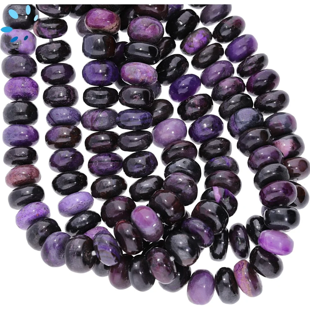 Sugulite Smooth Button Center Drilled Beads 8mm - 14 Inch Strand 