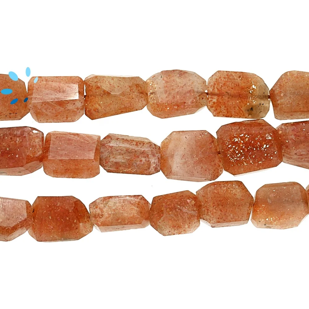 Sunstone Faceted Nuggets Top to Bottom Drilled Beads 12x10 - 15x10mm - 14 Inch Strand