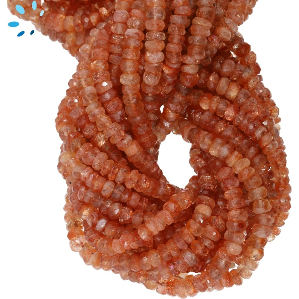 Sunstone Faceted Rondelle Beads 4mm - 14 Inch Strand