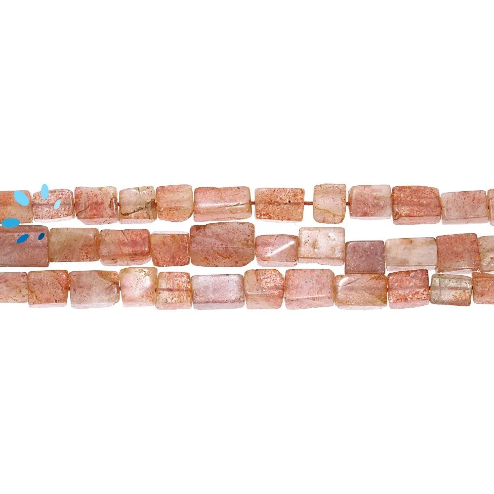 Sunstone Smooth Rectangle Top to Bottom Drilled Beads 8x6 - 10x7mm - 14 Inch Strand