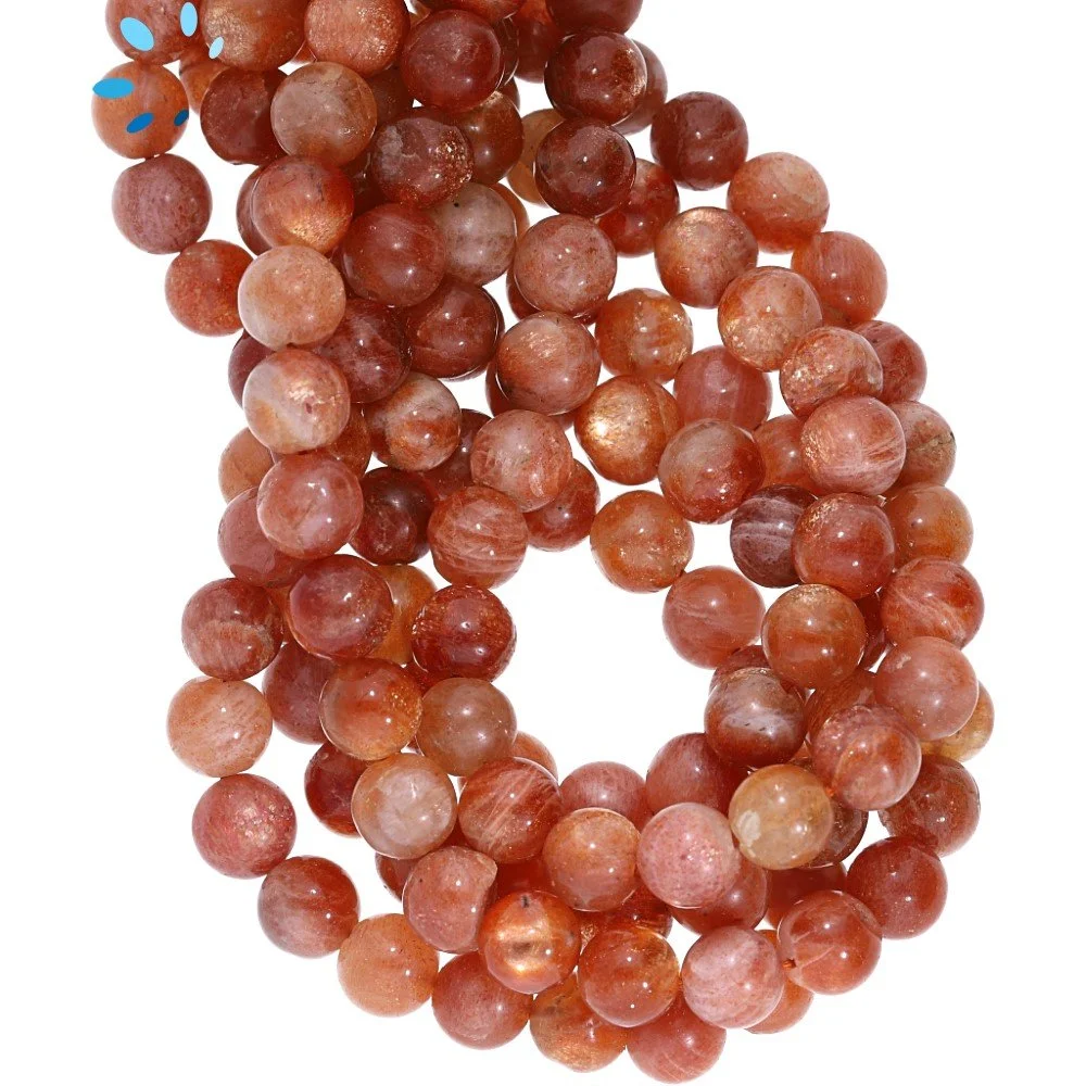 Sunstone Smooth Round Beads 7mm - 14 Inch Strand