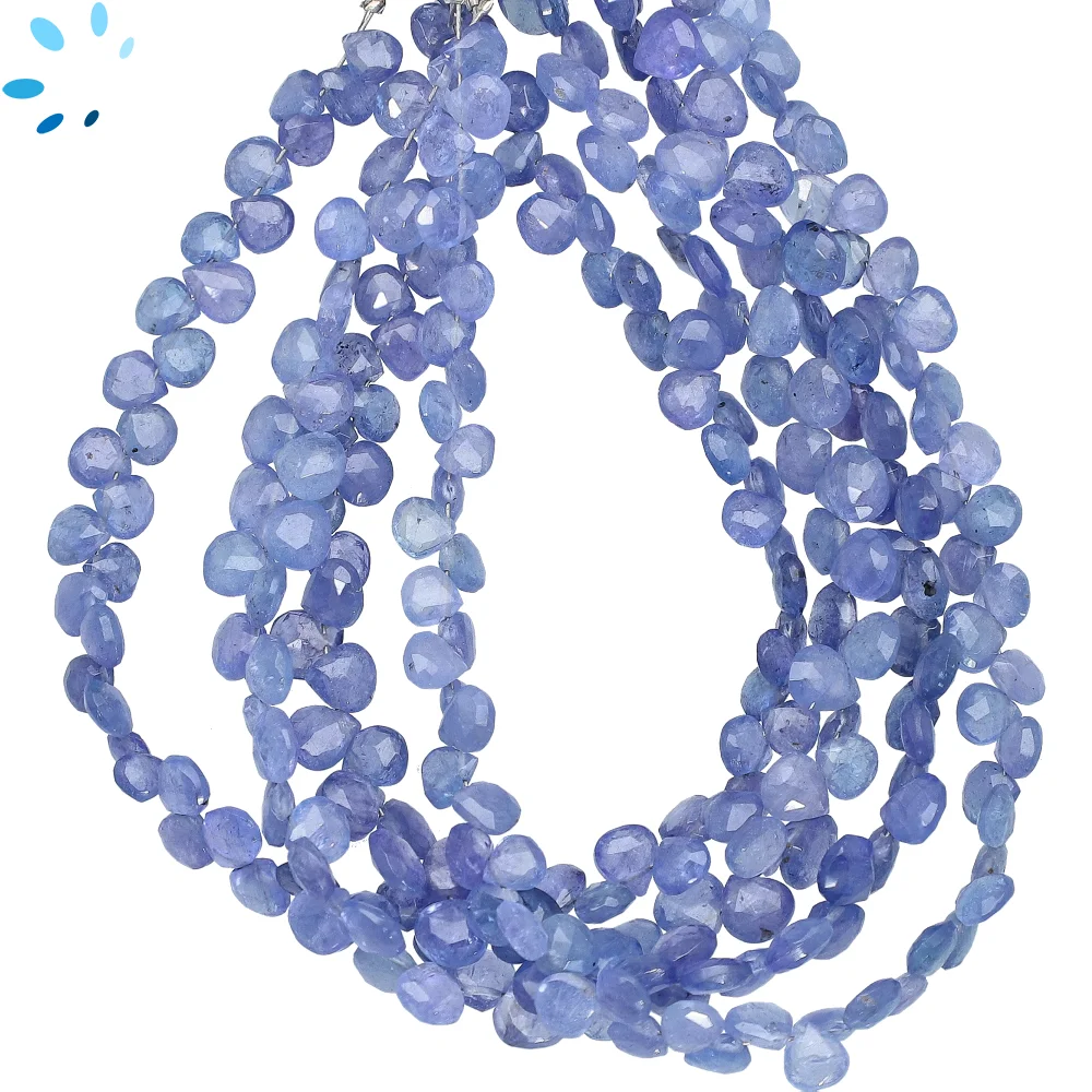 Tanzanite Faceted Heart Top Drilled Beads 5mm - 8 Inch Strand