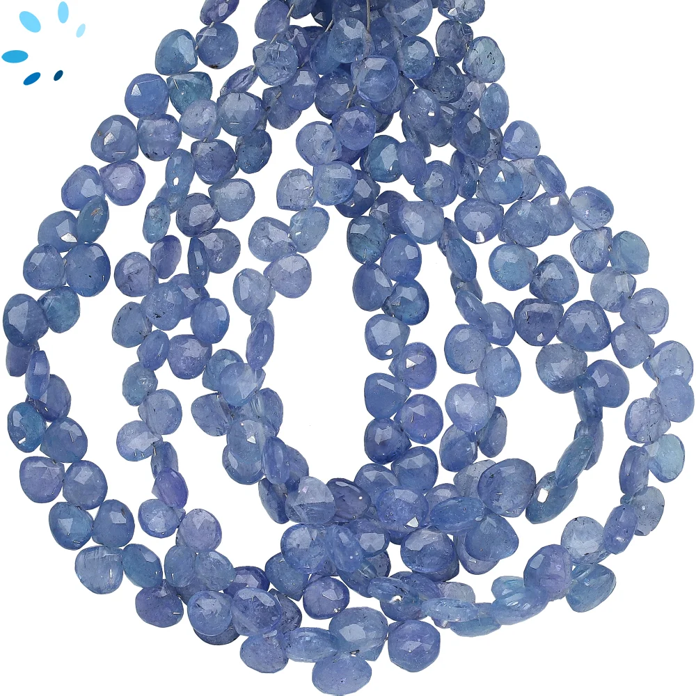 Tanzanite Faceted Heart Top Drilled Beads 6mm - 8 Inch Strand