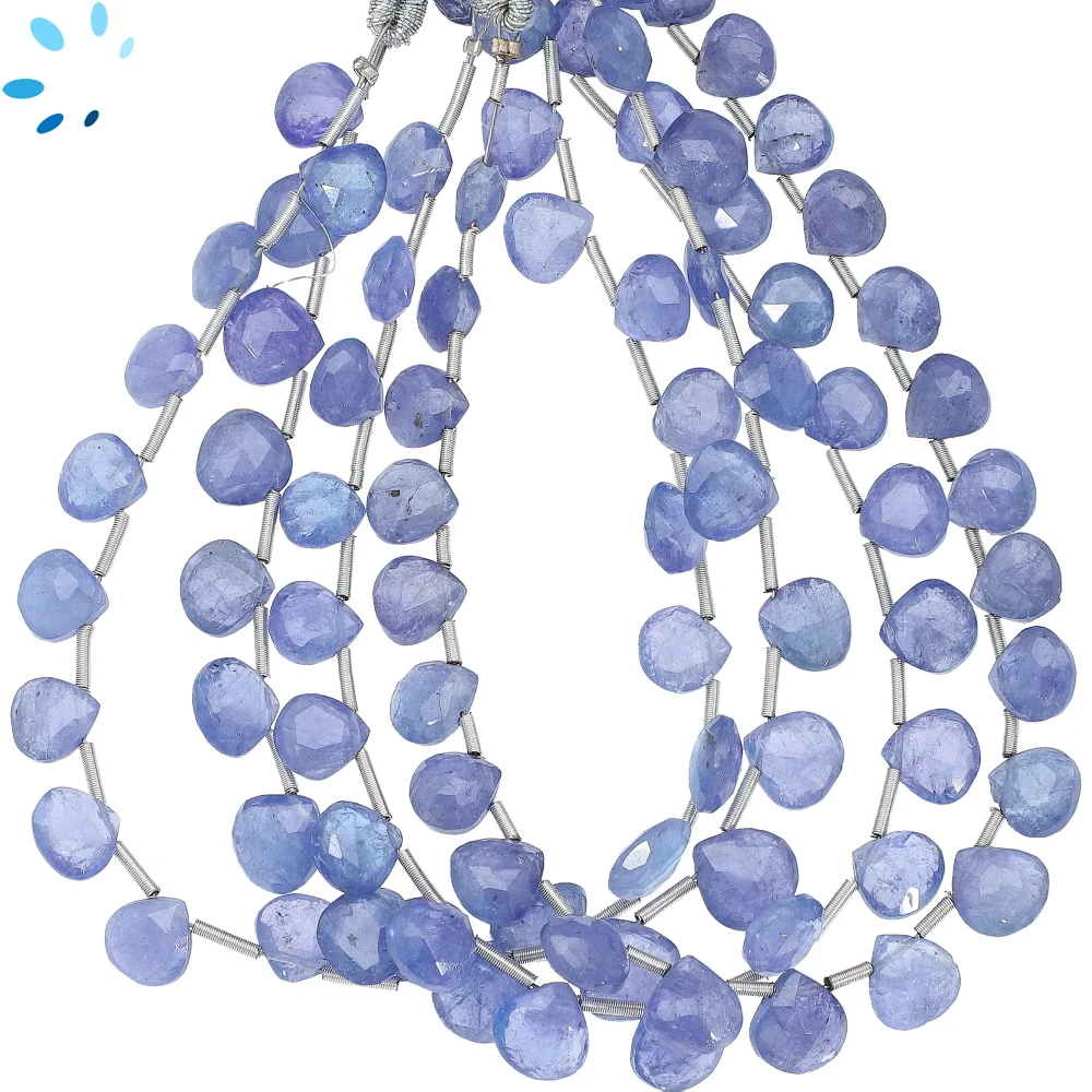 Tanzanite Faceted Heart Top Drilled Beads 6mm - 8 Inch Strand
