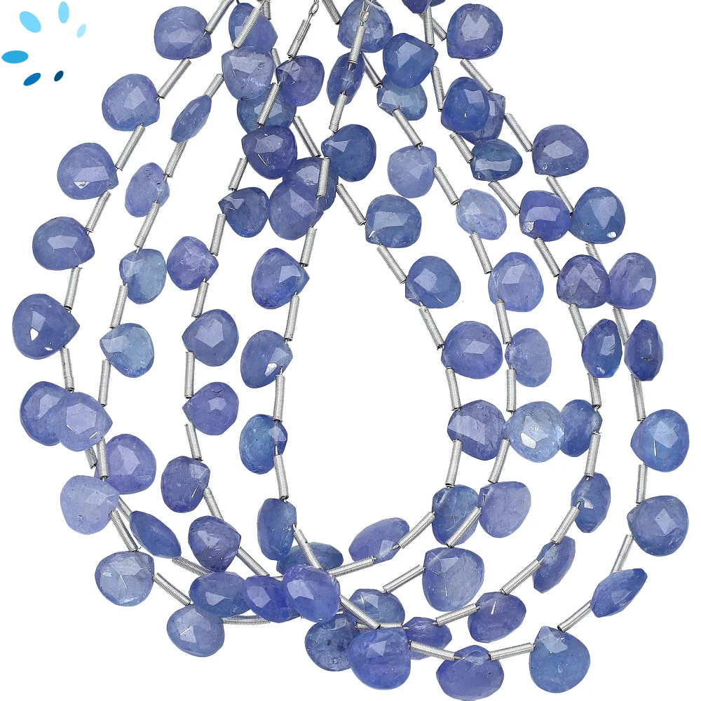 Tanzanite Faceted Heart Top Drilled Beads 8mm - 8.5 Inch Strand