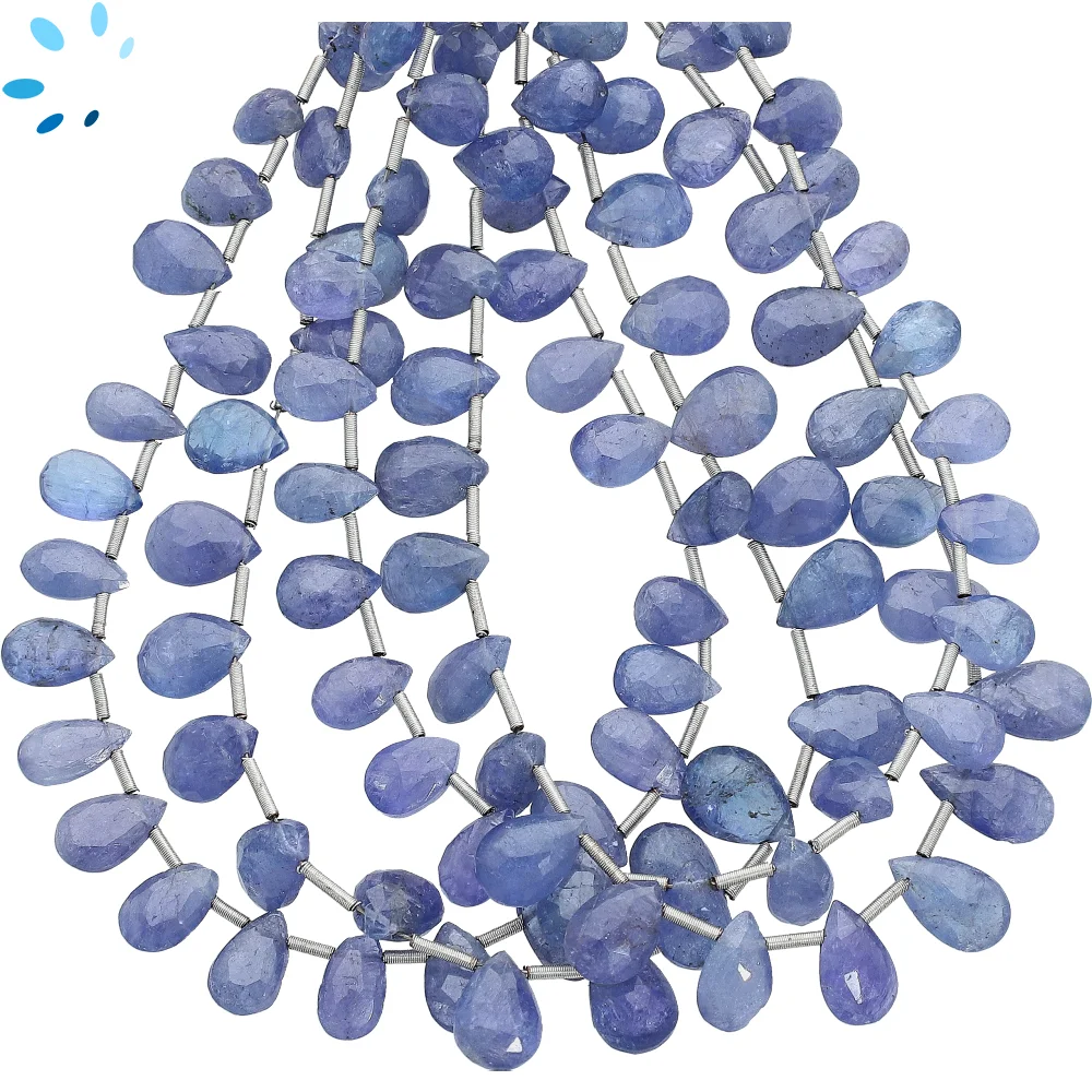Tanzanite Faceted Pear Top Drilled Beads 10x6mm - 8 Inch Strand