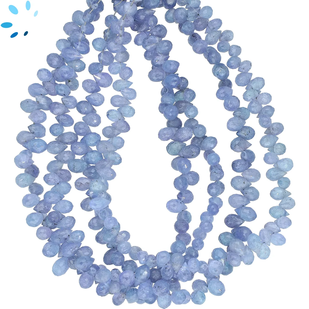 Tanzanite Faceted Teardrop Top Drilled Beads 5x3mm - 8 Inch Strand