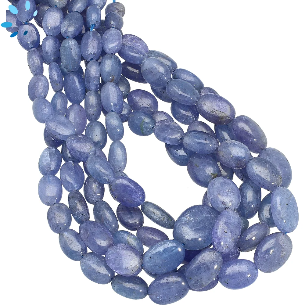 Tanzanite Smooth Oval Top to Bottom Drilled Beads 6x4 - 8x6mm - 14 Inch Strand