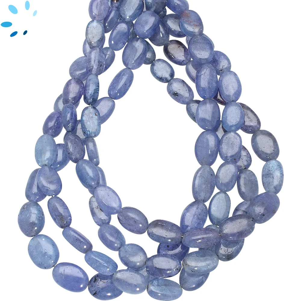 Tanzanite Smooth Oval Top to Bottom Drilled Beads 7x5mm - 14 Inch Strand