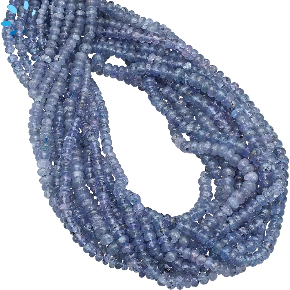 Tanzanite Smooth Rondelle Beads 3-4mm - 14 Inch Strand