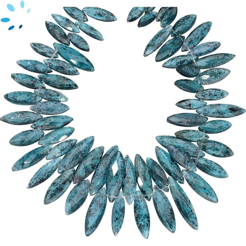 Teal Blue Kyanite Faceted Marquise Top Drilled Beads 10x7 - 12x8mm - 8 Inch Strand