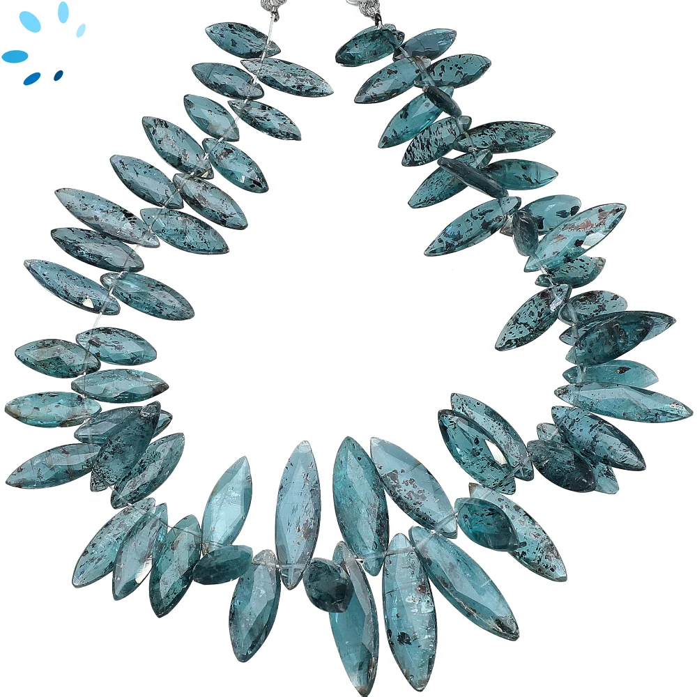 Teal Blue Kyanite Faceted Marquise Top Drilled Beads 12x5 - 14x6mm - 8 Inch Strand