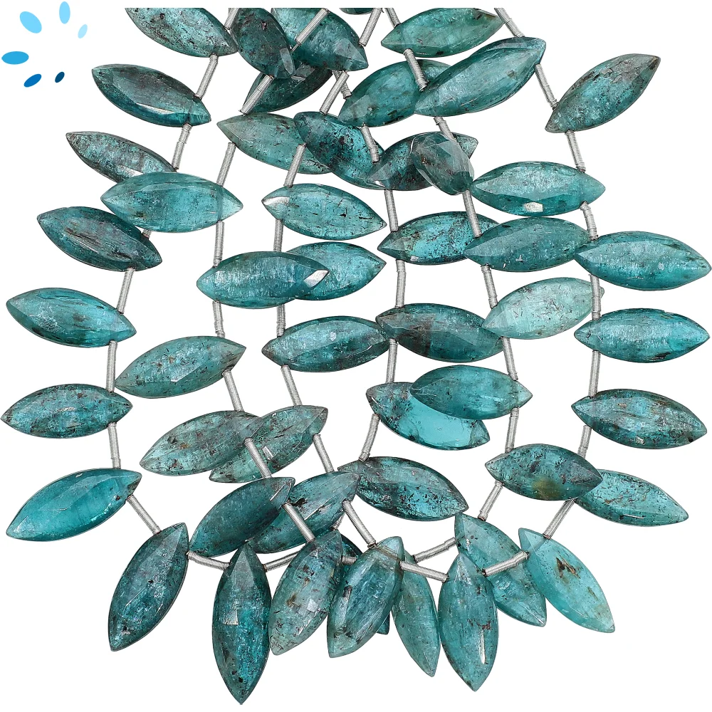 Teal Blue Kyanite Faceted Marquise Top Drilled Beads 13x8 - 16x9mm - 8 Inch Strand