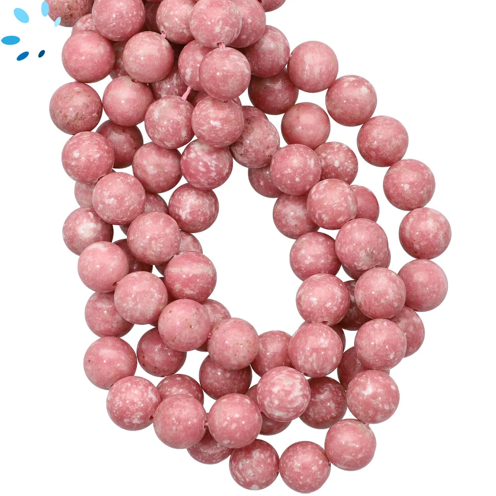 Thulite Smooth Round Beads 10mm - 14 Inch Strand
