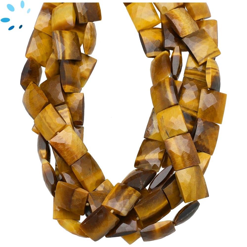 Tiger Eye Faceted Rectangle Top to Bottom Drilled Beads 11x9mm - 13 Inch Strand
