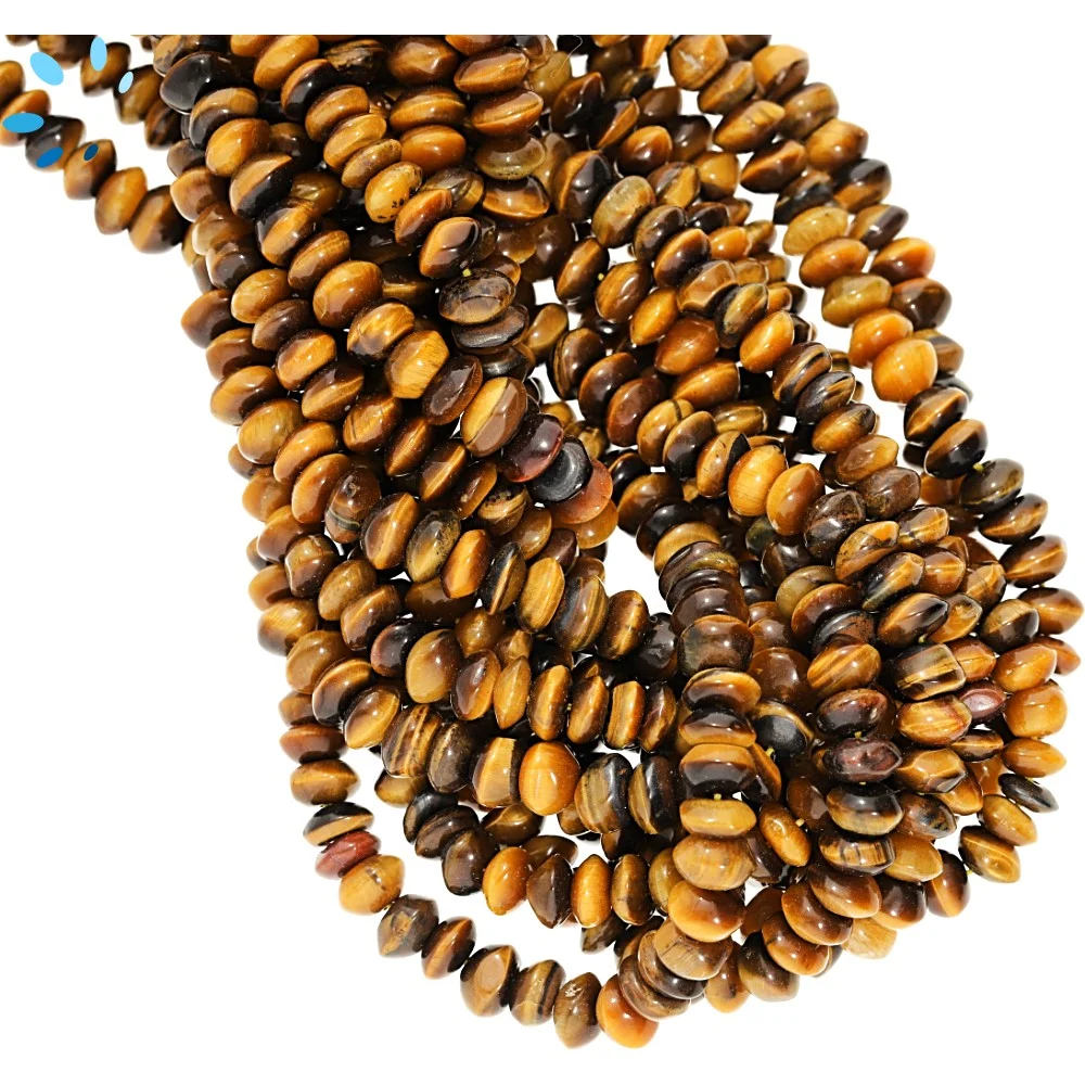 Tiger Eye Smooth Button Center Drilled Beads 6mm - 14 Inch Strand
