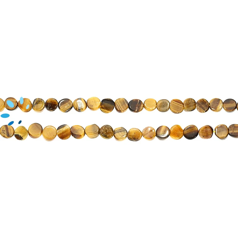 Tiger Eye Smooth Coin Top to Bottom Drilled Beads 5mm - 14 Inch Strand