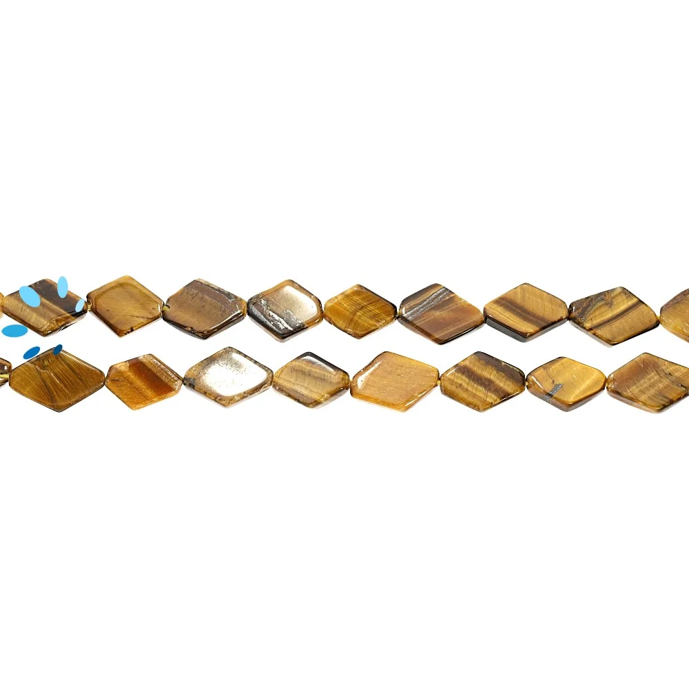 Tiger Eye Smooth Diamond Top to Bottom Drilled Beads 10x7 - 12x8mm - 14 Inch Strand