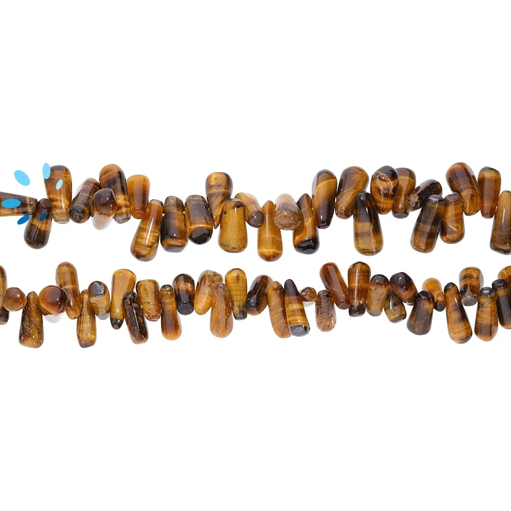 Tiger Eye Smooth Drop Top Drilled Beads 7x5 - 9x7mm - 14 Inch Strand