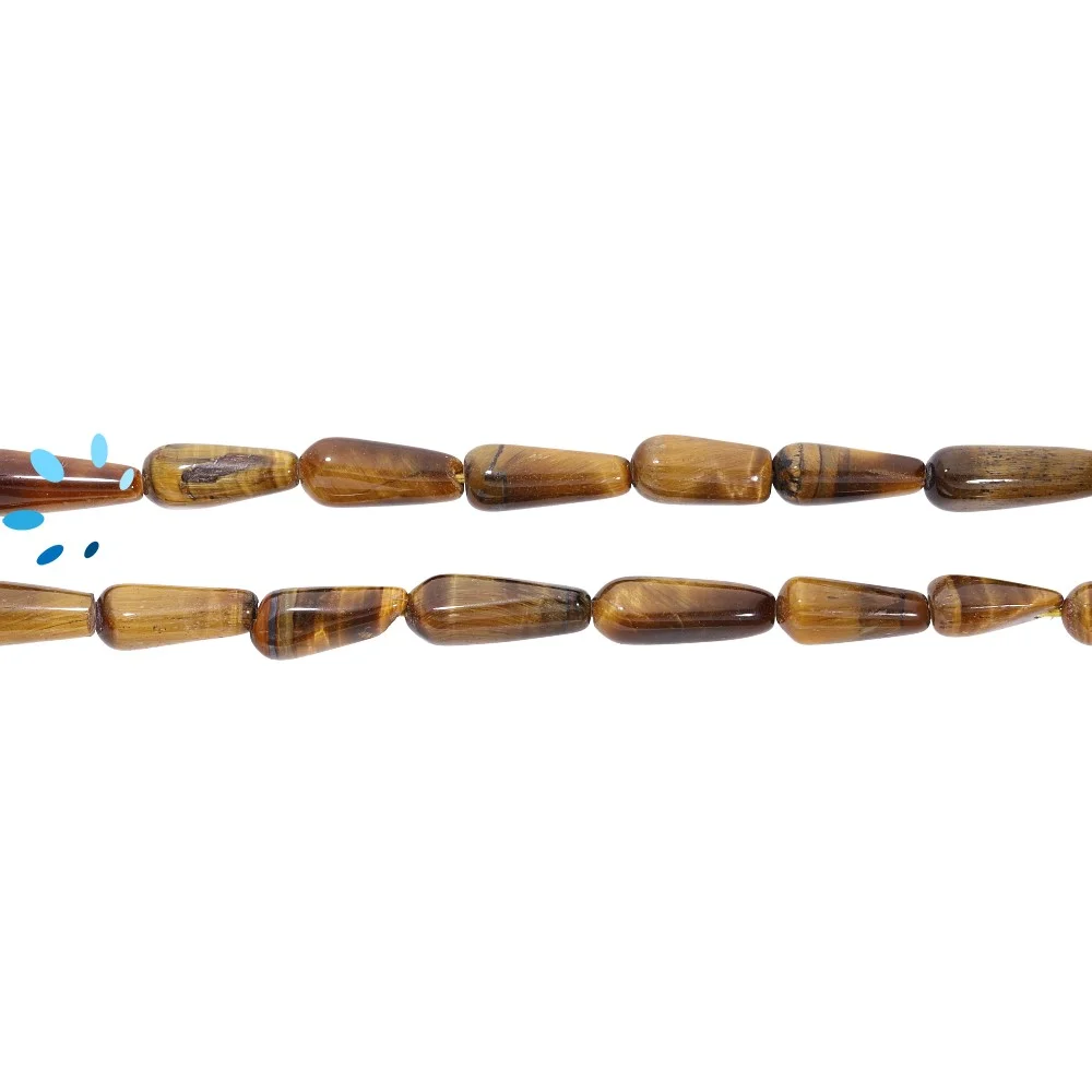 Tiger Eye Smooth Drop Top to Bottom Drilled Beads 8x5 - 10x7mm - 14 Inch Strand