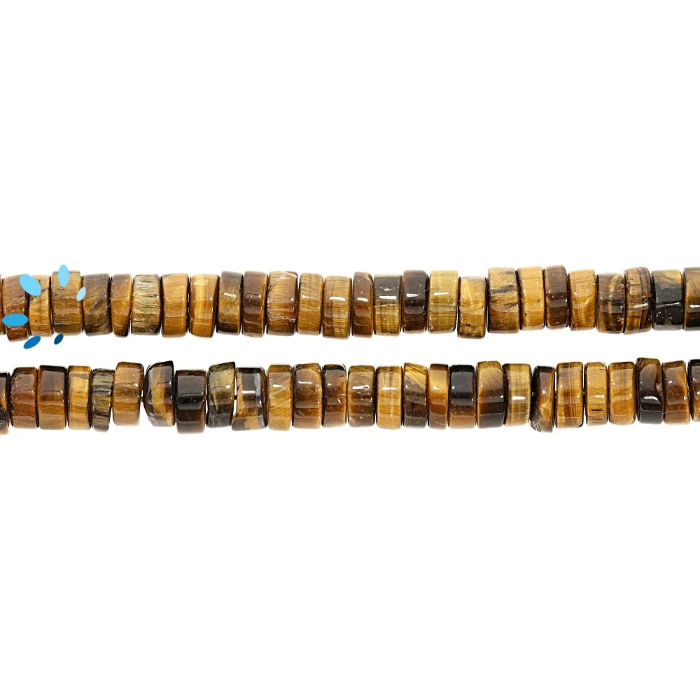 Tiger Eye Smooth Heishi Center Drilled Beads 7.5mm - 14 Inch Strand