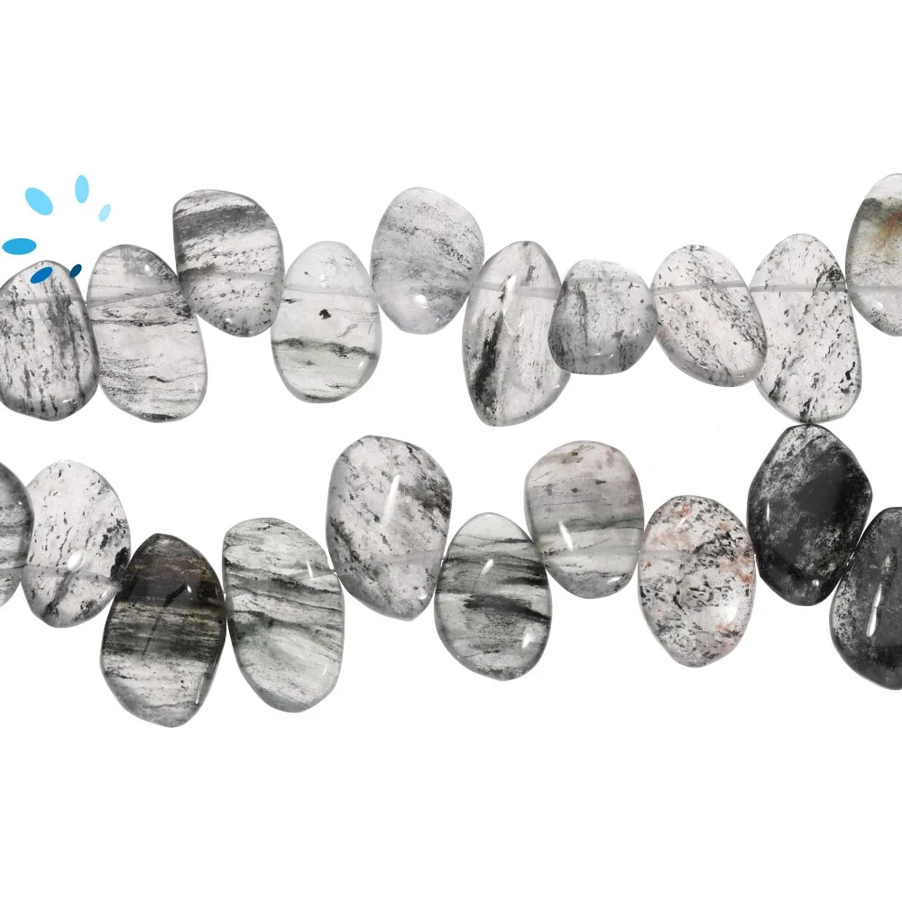 Tourmaline Quartz Smooth Nuggets Top Drilled Beads 14x10 - 16x12mm - 14 Inch Strand