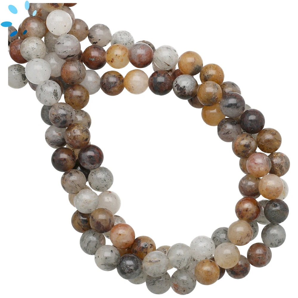 Tourmaline Quartz Smooth Round Top to Bottom Drilled Beads - 8mm - 16 Inch Strand