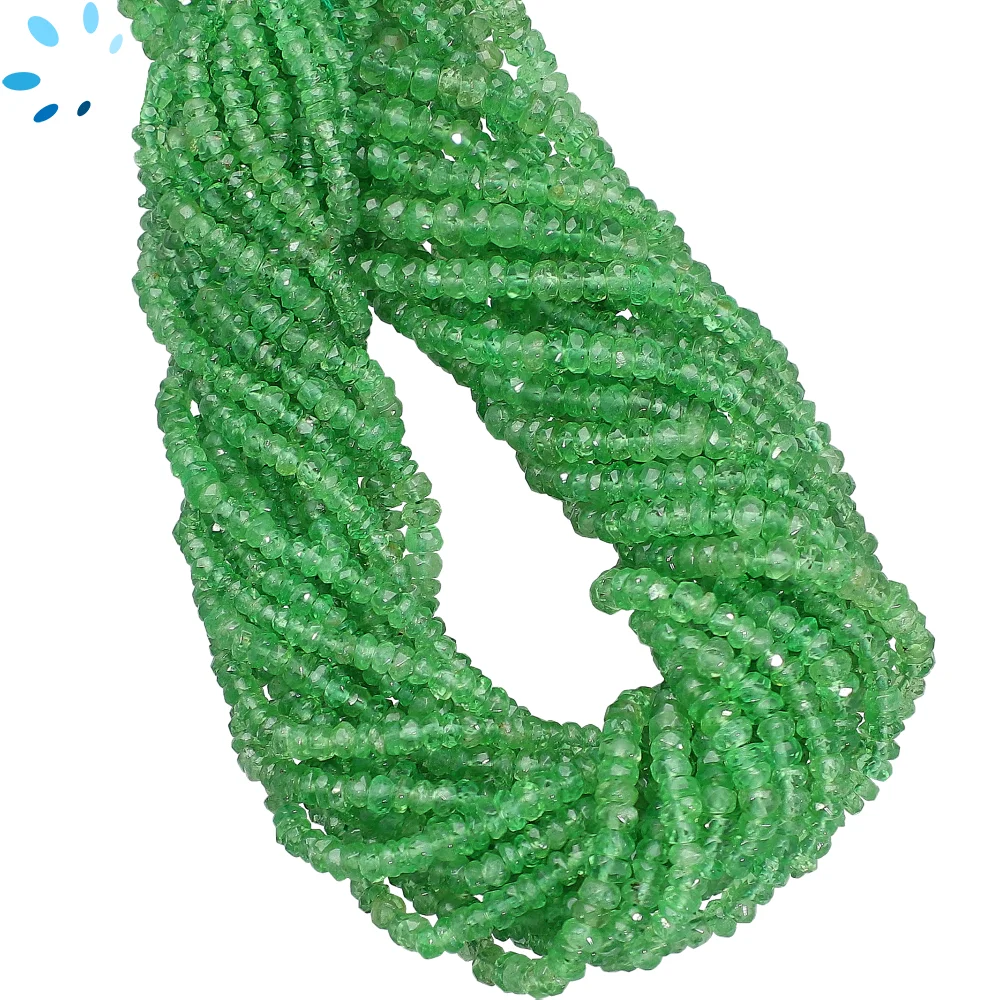 Tsavorite Faceted Rondelle Beads 3-4mm - 14 Inch Strand