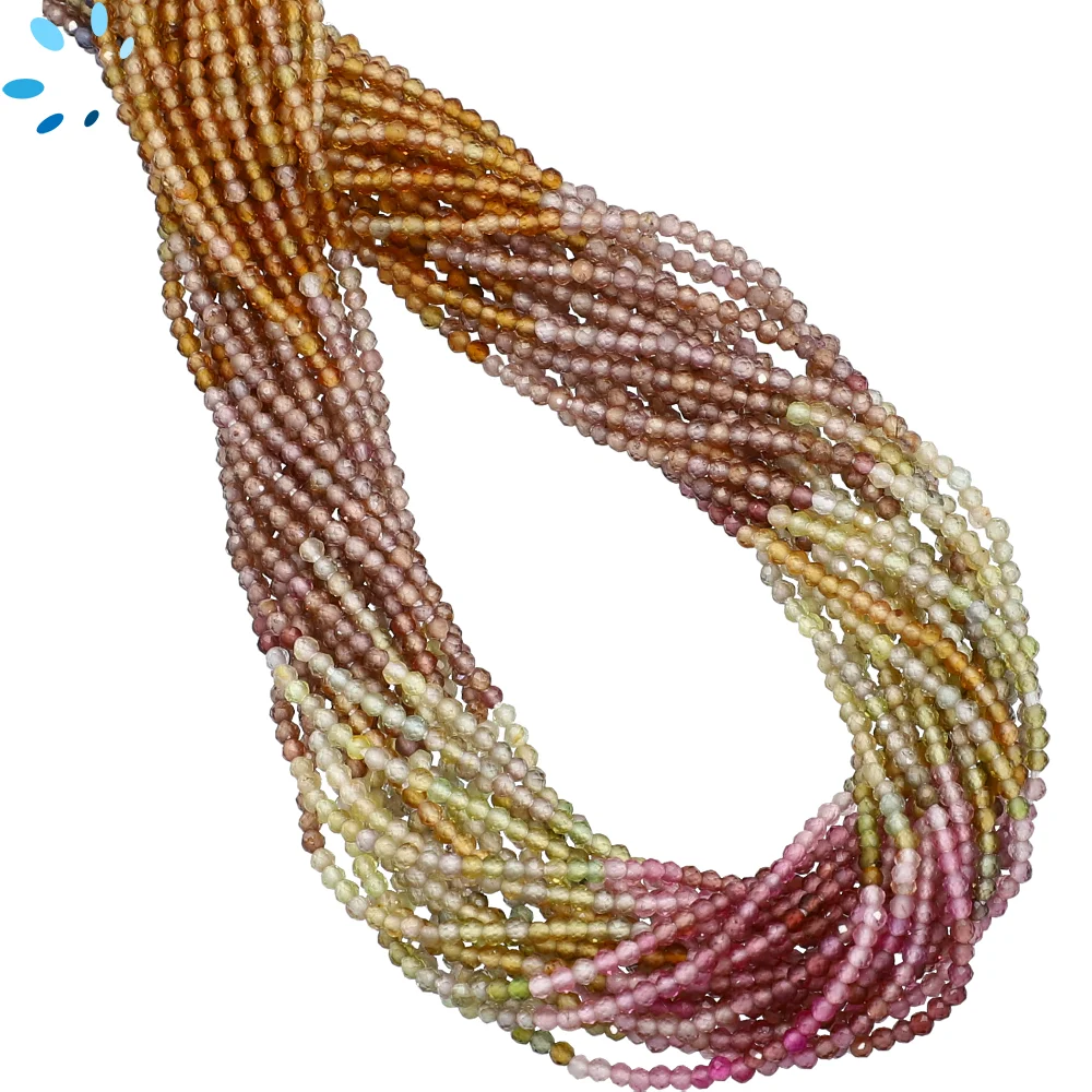 Tunduru Sapphire Micro Faceted Round Beads 2mm - 13 Inch Strand