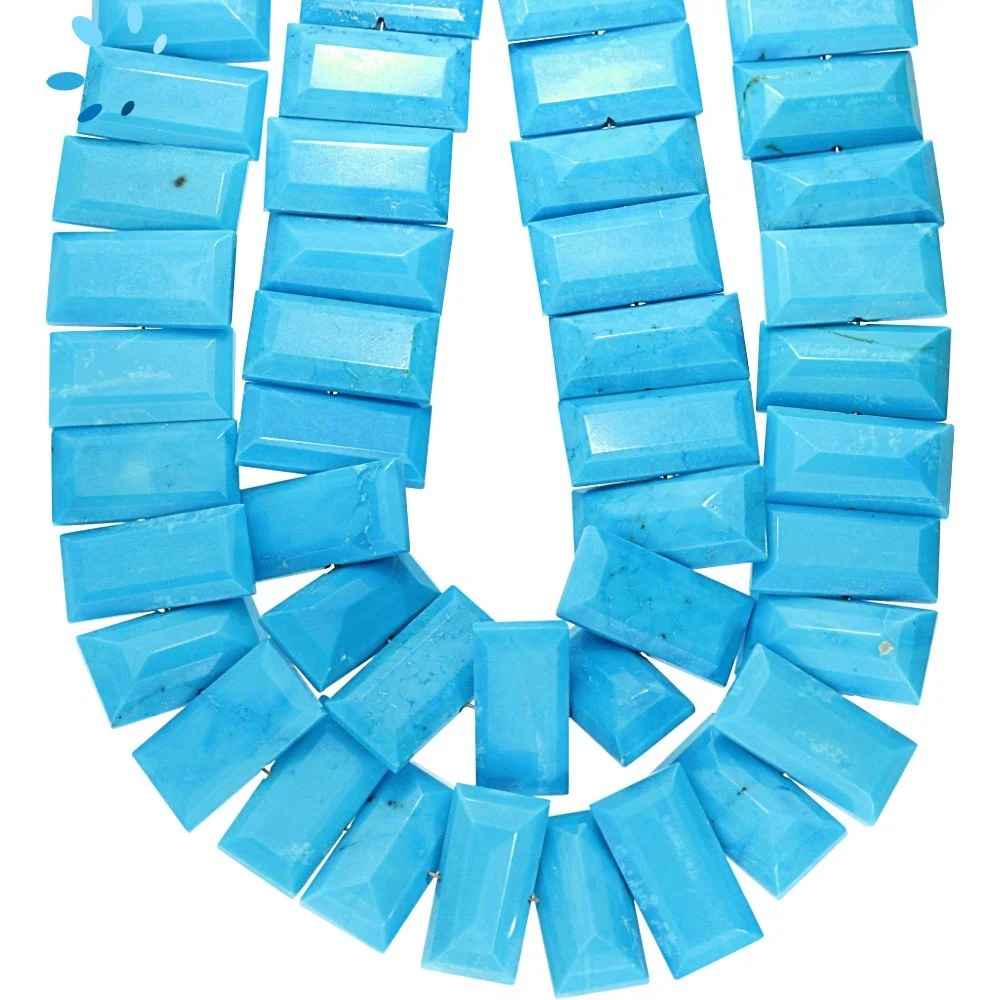 Turquoise Color Howlite Faceted Rectangle Center Drilled Beads 14x7 - 16x9mm - 8 Inch Strand