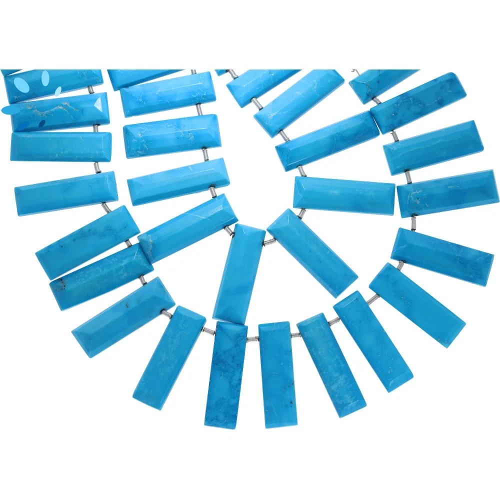 Turquoise Color Howlite Faceted Rectangle Top Drilled Beads 20x5 - 22x6mm - 8 Inch Strand