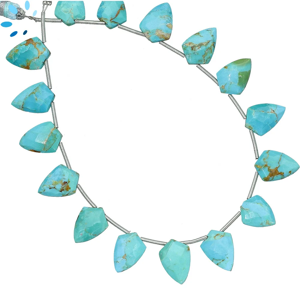 Turquoise Faceted Shield Top Drilled Beads 12x9mm - 8 Inch Strand