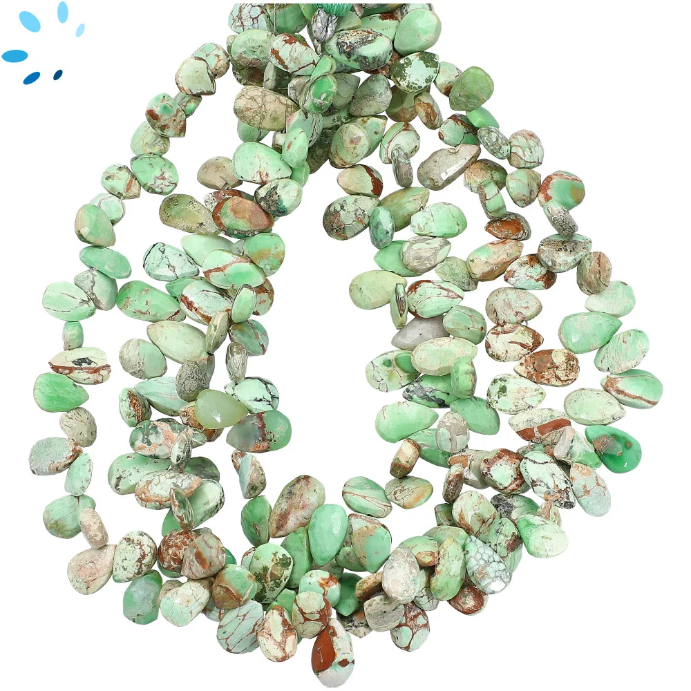 Variscite Faceted Pear Top Drilled Beads 7x5mm - 8 Inch Strand