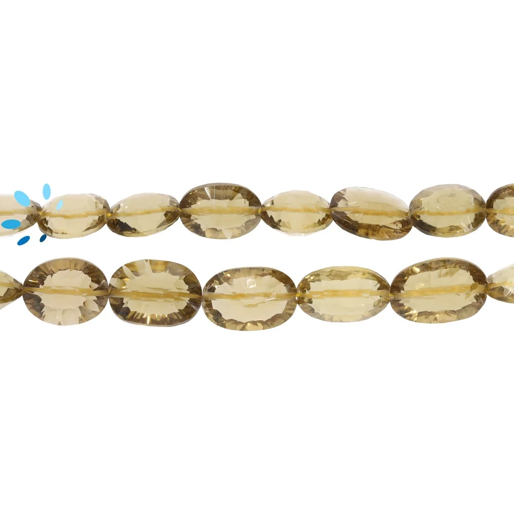 Whisky Quartz Faceted Oval Top to Bottom Drilled Beads 13x10-15x12mm - 8 Inch Strand