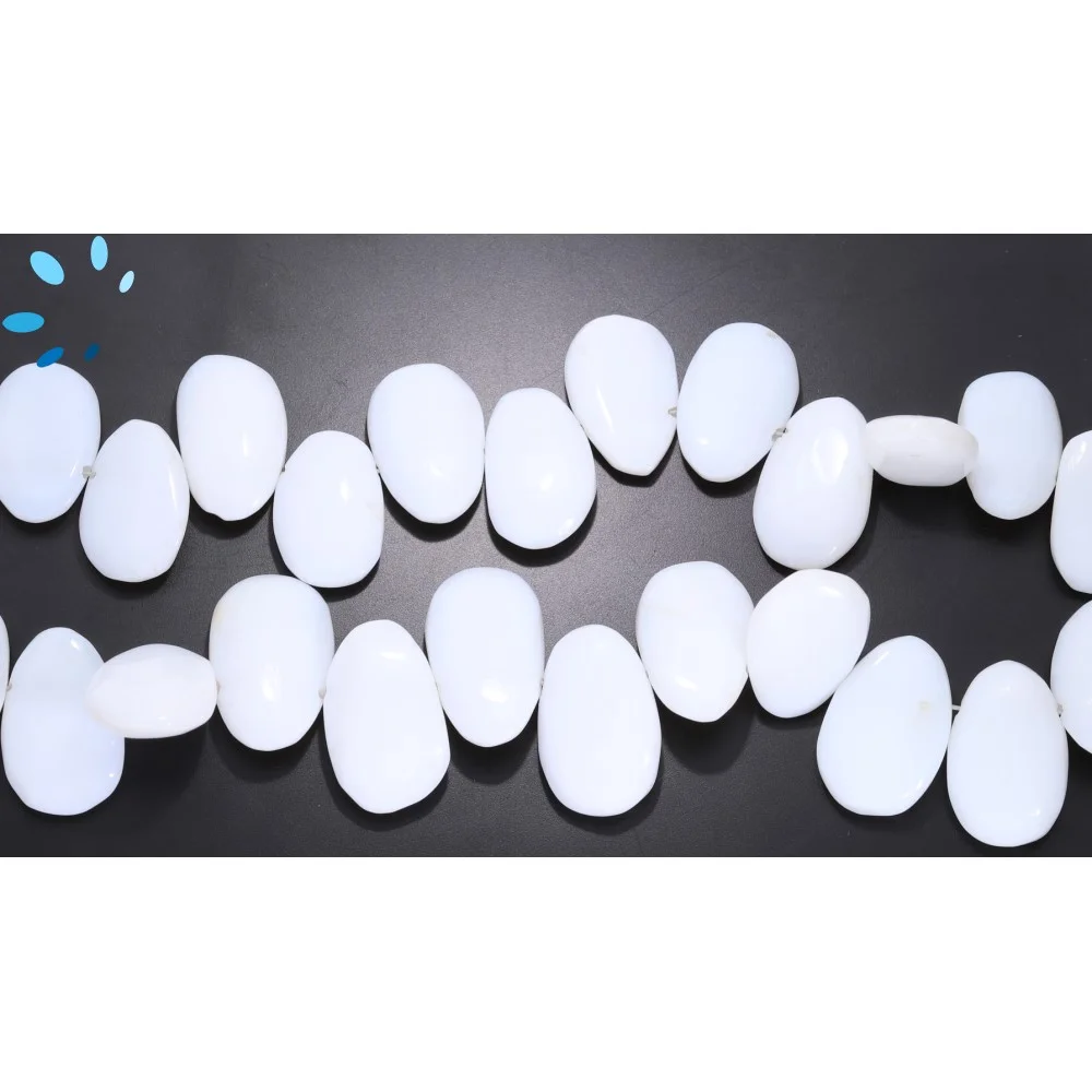 White Agate Smooth Nuggets Top Drilled Beads 10x7-12x8mm - 8 Inch Strand