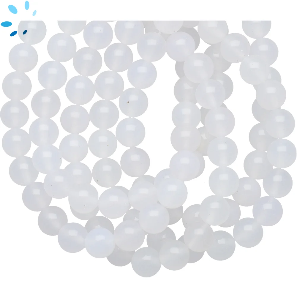 White Agate Smooth Round Beads 8mm - 14 Inch Strand