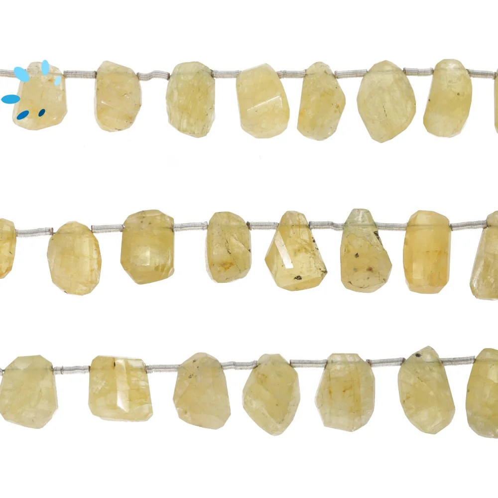 Yellow Aquamarine Faceted Nuggets Top Drilled Beads 10x8 - 12x9mm - 8 Inch Strand
