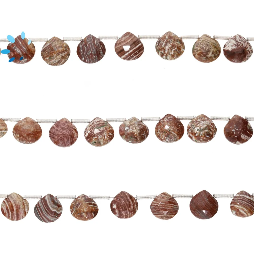 Zebra Jasper Faceted Heart Top Drilled Beads 8mm - 8 Inch Strand