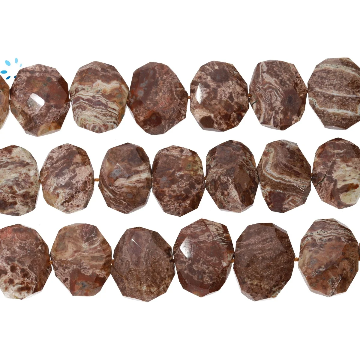 Zebra Jasper Faceted Nugget Center Drilled Beads 14x10 - 16x12mm - 14 Inch Strand